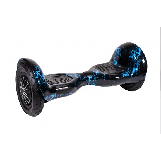 Set Hoverboard OffRoad cu Scaun, Hoverkart Rosu cu Suspensii Duble, Boxe Bluetooth, Lumini LED si Auto Balans, roti 10'', 15km Autonomie, Putere 700W, Baterie 4Ah Samsung Cell, Smart Balance OffRoad Thunderstorm 3