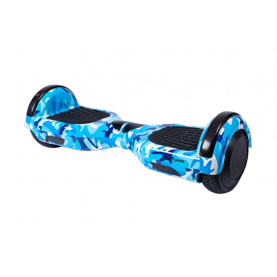 Hoverboard Smart Balance, Regular Camouflage Blue, roti 6.5 inch, Bluetooth, Autobalans, Led Lights, 700W, Baterie cu Celule Samsung