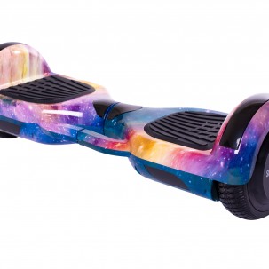 Hoverboard cu Boxe Bluetooth, Lumini LED si Auto Balans, roti 6.5'', 15km Autonomie, Putere 700W, Baterie 4Ah Samsung Cell, Smart Balance Regular Galaxy Orange cu maner