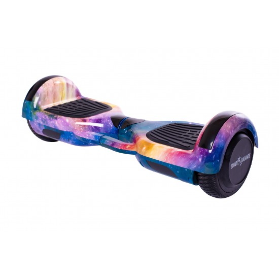 Hoverboard cu Boxe Bluetooth, Lumini LED si Auto Balans, roti 6.5'', 15km Autonomie, Putere 700W, Baterie 4Ah Samsung Cell, Smart Balance Regular Galaxy Orange cu maner