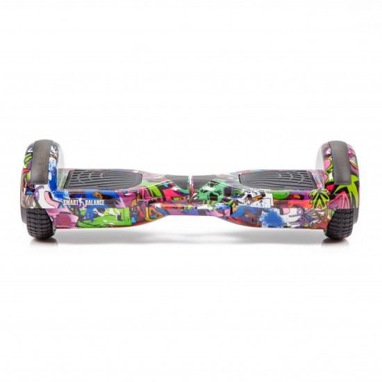 Set Hoverboard cu Scaun, Hoverkart Confort, Boxe Bluetooth, Lumini LED si Auto Balans, roti 6.5'', 15km Autonomie, Putere 700W, Baterie 4Ah Samsung Cell, Smart Balance Regular Multicolor cu maner 6