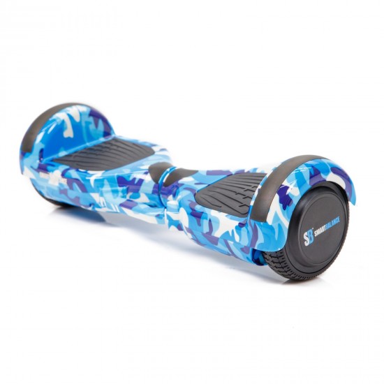 Set Hoverboard cu Scaun, Hoverkart Ergonomic, Boxe Bluetooth, Lumini LED si Auto Balans, roti 6.5'', 15km Autonomie, Putere 700W, Baterie 4Ah Samsung Cell, Smart Balance Regular Camouflage Blue cu maner 2