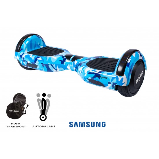 Set Hoverboard cu Scaun, Hoverkart Confort, Boxe Bluetooth, Lumini LED si Auto Balans, roti 6.5'', 15km Autonomie, Putere 700W, Baterie 4Ah Samsung Cell, Smart Balance Regular Camouflage Blue 3