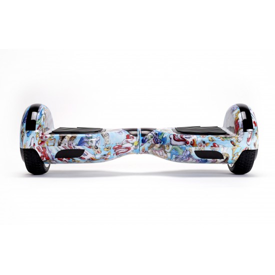 Set Hoverboard cu Scaun, Hoverkart Albastru cu Suspensii Duble, Boxe Bluetooth, Lumini LED si Auto Balans, roti 6.5'', 15km Autonomie, Putere 700W, Baterie 4Ah Samsung Cell, Smart Balance Regular Clown 3