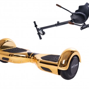 Set Hoverboard cu Scaun, Hoverkart Ergonomic, Boxe Bluetooth, Lumini LED si Auto Balans, roti 6.5'', 15km Autonomie, Putere 700W, Baterie 4Ah Samsung Cell, Smart Balance Regular Iron New