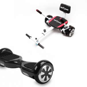 Set Hoverboard cu Scaun, Hoverkart Confort, Boxe Bluetooth, Lumini LED si Auto Balans, roti 6.5'', 15km Autonomie, Putere 700W, Baterie 4Ah Samsung Cell, Smart Balance Regular Black