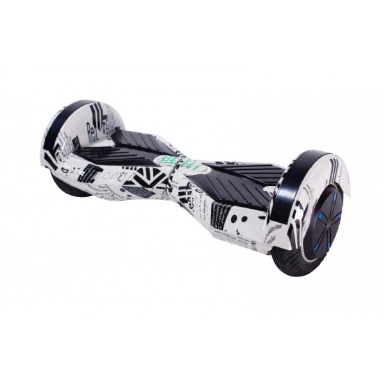 Set Hoverboard cu Scaun, Hoverkart Confort, Boxe Bluetooth, Lumini LED si Auto Balans, roti 6.5'', 15km Autonomie, Putere 700W, Baterie 4Ah Samsung Cell, Smart Balance Transformers NewsPaper 2