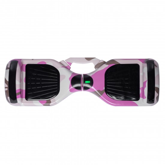 Set Hoverboard cu Scaun, Hoverkart Albastru cu Suspensii Duble, Boxe Bluetooth, Lumini LED si Auto Balans, roti 6.5'', 15km Autonomie, Putere 700W, Baterie 4Ah Samsung Cell, Smart Balance Regular Camouflage Pink cu maner 6