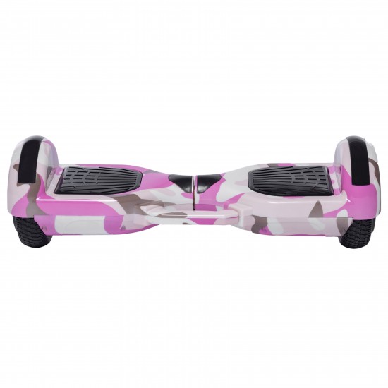 Hoverboard cu Boxe Bluetooth, Lumini LED si Auto Balans, roti 6.5'', 15km Autonomie, Putere 700W, Baterie 4Ah Samsung Cell, Smart Balance Regular Camouflage Pink cu maner 4