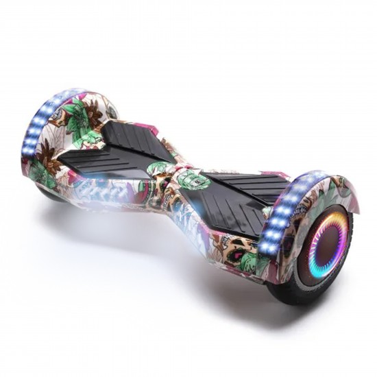 Pachet Hoverboard 6.5 inch cu Scaun Standard, Transformers SkullColor PRO, Autonomie Extinsa si Hoverkart Ergonomic Albastru, Smart Balance 2