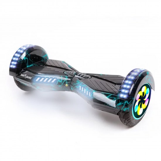 Pachet Hoverboard 8 inch cu Scaun Confort, Transformers Thunderstorm PRO, Autonomie Extinsa si Hoverkart cu Burete Negru, Smart Balance 2