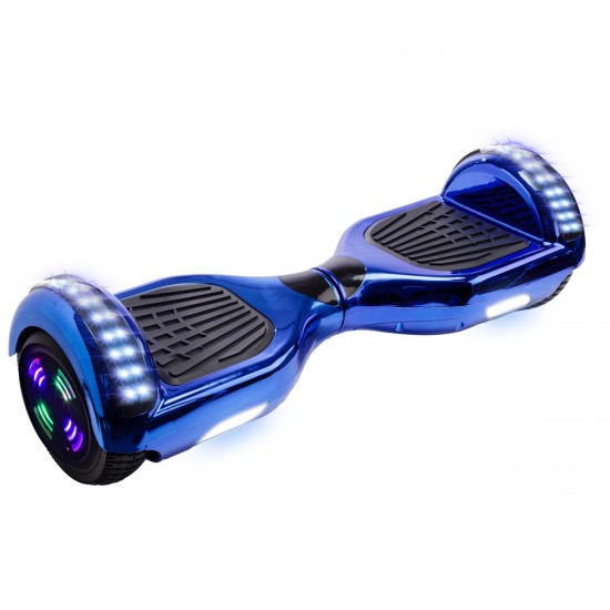 Pachet Hoverboard 6.5 inch cu Scaun cu Suspensii, Regular ElectroBlue Junior, Autonomie Standard si Hoverkart Negru cu Suspensii Duble, Smart Balance 5