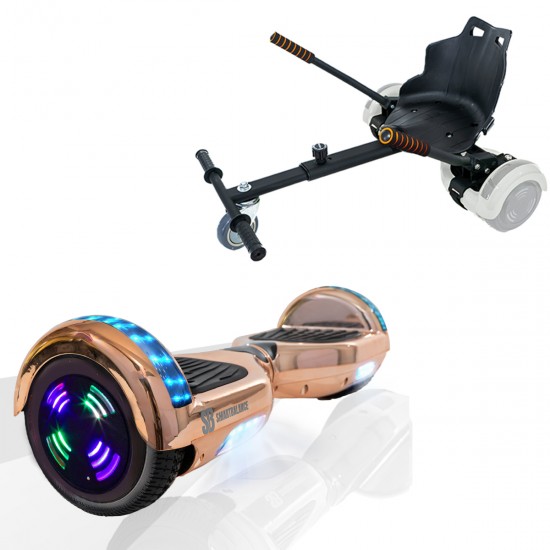 Pachet Hoverboard 6.5 inch cu Scaun Standard, Regular Iron Junior, Autonomie Standard si Hoverkart Ergonomic Negru, Smart Balance