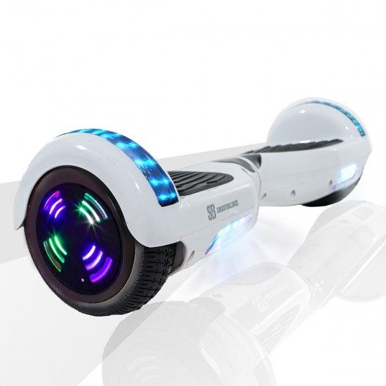 Pachet Hoverboard 6.5 inch cu Scaun Standard, Regular White Pearl Junior, Autonomie Standard si Hoverkart Ergonomic Rosu, Smart Balance 2