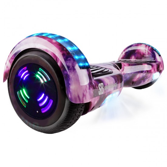 Pachet Hoverboard 6.5 inch cu Scaun Standard, Regular Galaxy Pink Junior, Autonomie Standard si Hoverkart Ergonomic Negru, Smart Balance 2