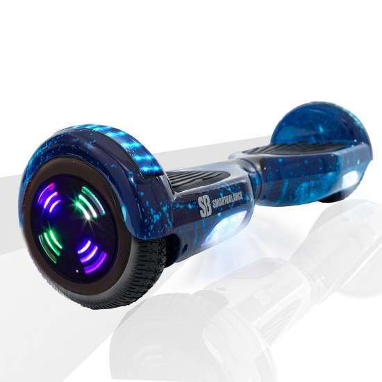Pachet Hoverboard 6.5 inch cu Scaun Standard, Regular Galaxy Blue Junior, Autonomie Standard si Hoverkart Ergonomic Portocaliu, Smart Balance 2