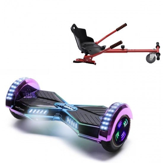 Pachet Hoverboard 6.5 inch cu Scaun Standard, Transformers Dakota Junior, Autonomie Standard si Hoverkart Ergonomic Rosu, Smart Balance