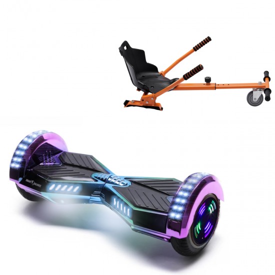 Pachet Hoverboard 6.5 inch cu Scaun Standard, Transformers Dakota Junior, Autonomie Standard si Hoverkart Ergonomic Portocaliu, Smart Balance