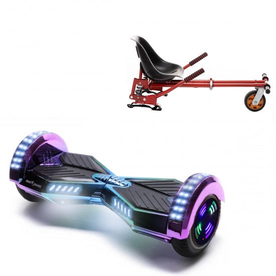 Pachet Hoverboard 6.5 inch cu Scaun cu Suspensii, Transformers Dakota Junior, Autonomie Standard si Hoverkart Rosu cu Suspensii Duble, Smart Balance