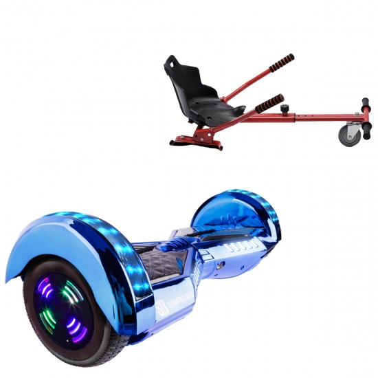 Pachet Hoverboard 6.5 inch cu Scaun Standard, Transformers ElectroBlue Junior, Autonomie Standard si Hoverkart Ergonomic Rosu, Smart Balance