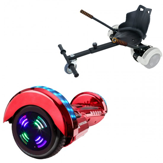 Pachet Hoverboard 6.5 inch cu Scaun Standard, Transformers ElectroRed Junior, Autonomie Standard si Hoverkart Ergonomic Negru, Smart Balance