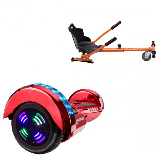 Pachet Hoverboard 6.5 inch cu Scaun Standard, Transformers ElectroRed Junior, Autonomie Standard si Hoverkart Ergonomic Portocaliu, Smart Balance