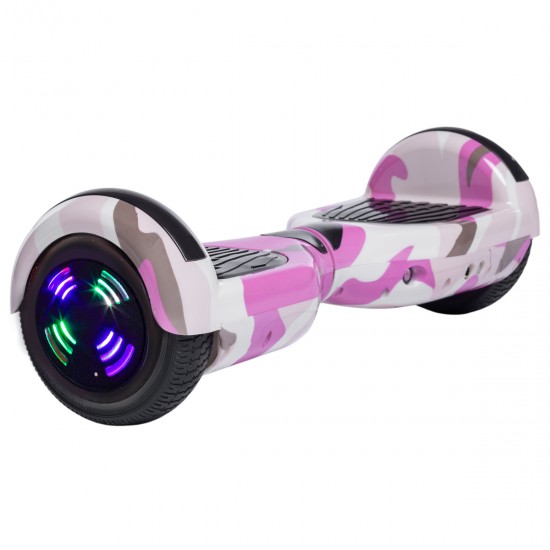 Pachet Hoverboard 6.5 inch cu Scaun cu Suspensii, Regular Camouflage Pink Junior, Autonomie Standard si Hoverkart Negru cu Suspensii Duble, Smart Balance 2