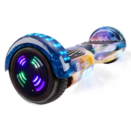 Pachet Hoverboard 6.5 inch cu Scaun Standard, Regular Galaxy Orange Junior, Autonomie Standard si Hoverkart Ergonomic Rosu, Smart Balance 2