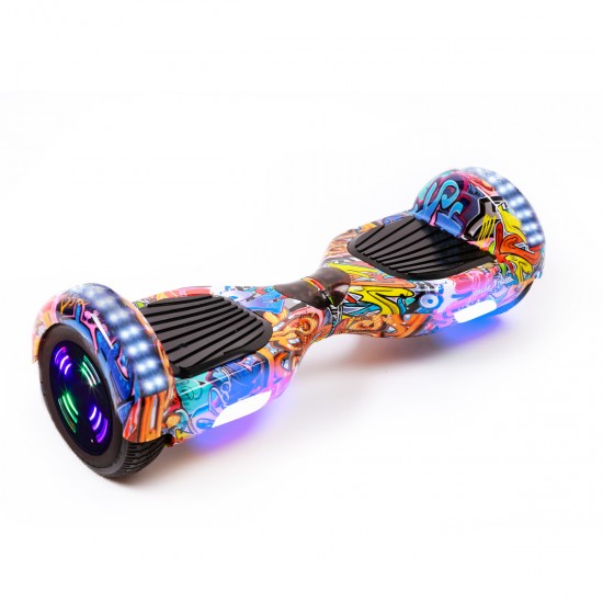 Pachet Hoverboard 6.5 inch cu Scaun Confort, Regular HipHop Orange Junior, Autonomie Standard si Hoverkart cu Burete Negru, Smart Balance 2