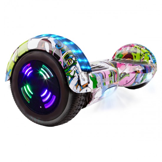 Pachet Hoverboard 6.5 inch cu Scaun cu Suspensii, Regular Multicolor Junior, Autonomie Standard si Hoverkart Albastru cu Suspensii Duble, Smart Balance 2