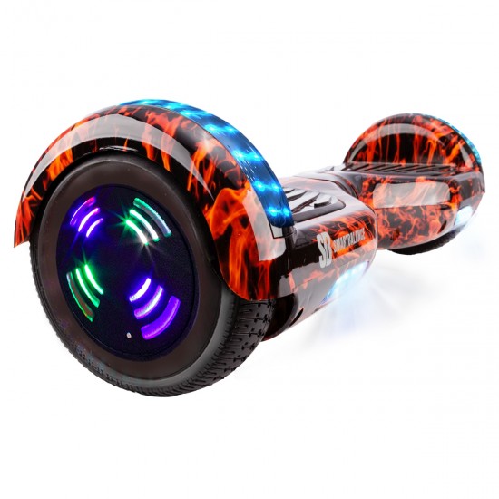 Pachet Hoverboard 6.5 inch cu Scaun cu Suspensii, Regular Flame Junior, Autonomie Standard si Hoverkart Rosu cu Suspensii Duble, Smart Balance 2