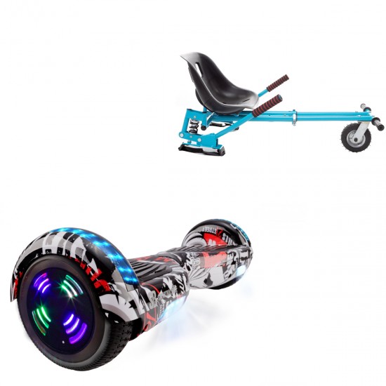 Pachet Hoverboard 6.5 inch cu Scaun cu Suspensii, Regular Last Dead Junior, Autonomie Standard si Hoverkart Albastru cu Suspensii Duble, Smart Balance