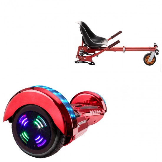 Pachet Hoverboard 6.5 inch cu Scaun cu Suspensii, Transformers ElectroRed Junior, Autonomie Standard si Hoverkart Rosu cu Suspensii Duble, Smart Balance