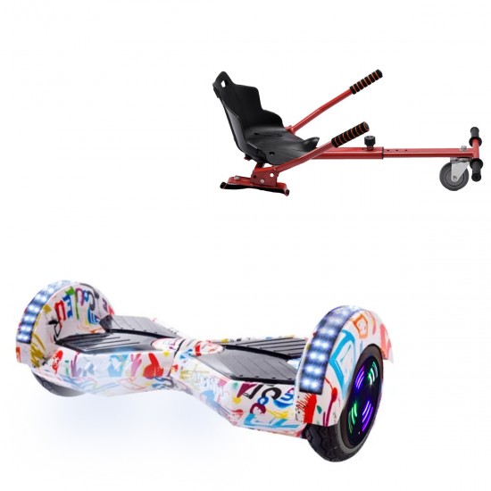 Pachet Hoverboard 6.5 inch cu Scaun Standard, Transformers Splash Junior, Autonomie Standard si Hoverkart Ergonomic Rosu, Smart Balance