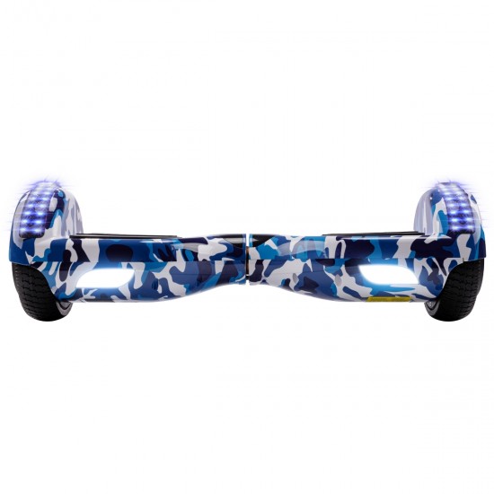 Pachet Hoverboard 6.5 inch cu Scaun Standard, Regular Camouflage Blue Junior, Autonomie Standard si Hoverkart Ergonomic Portocaliu, Smart Balance 4