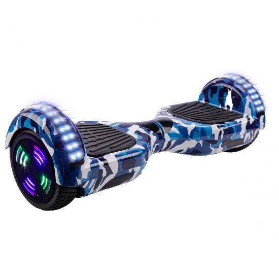 Pachet Hoverboard 6.5 inch cu Scaun Standard, Regular Camouflage Blue Junior, Autonomie Standard si Hoverkart Ergonomic Portocaliu, Smart Balance 5