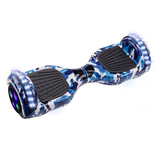 Pachet Hoverboard 6.5 inch cu Scaun Standard, Regular Camouflage Blue Junior, Autonomie Standard si Hoverkart Ergonomic Portocaliu, Smart Balance 7