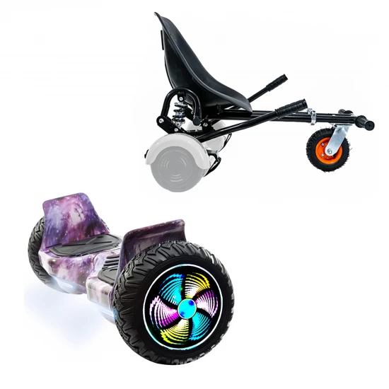 Pachet Hoverboard 8.5 inch cu Scaun cu Suspensii, Hummer Galaxy PRO, Autonomie Standard si Hoverkart Negru cu Suspensii Duble, Smart Balance