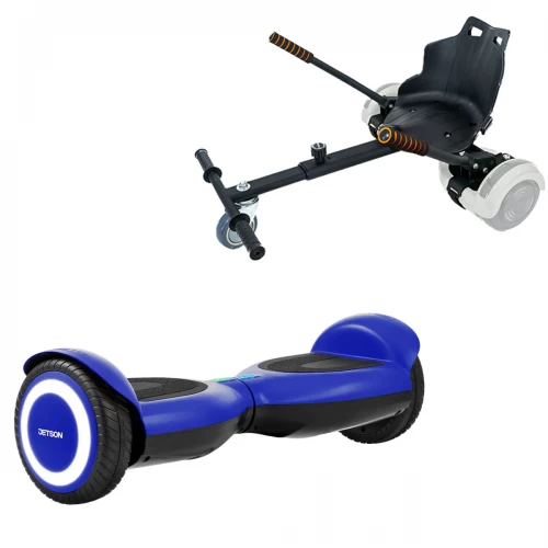 Pachet Hoverboard 6.5 inch cu Scaun Standard, Jetson Prism Blue, Autonomie Standard și Hoverkart Ergonomic Negru, Smart Balance