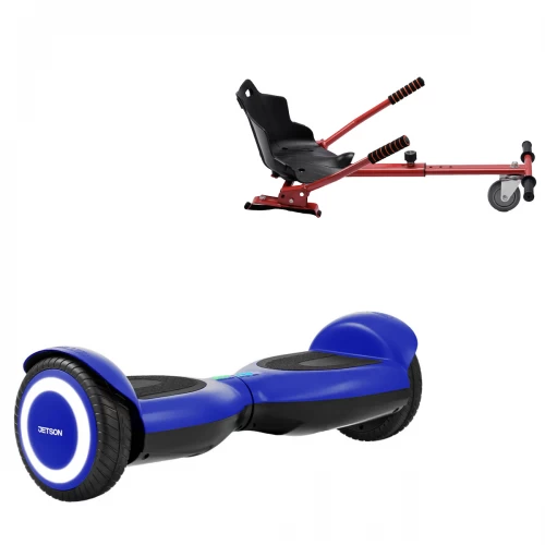 Pachet Hoverboard 6.5 inch cu Scaun Standard, Jetson Prism Blue, Autonomie Standard și Hoverkart Ergonomic Rosu, Smart Balance