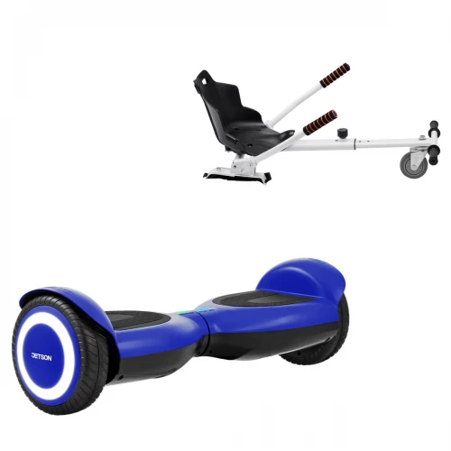 Pachet Hoverboard 6.5 inch cu Scaun Standard, Jetson Prism Blue, Autonomie Standard și Hoverkart Ergonomic Alb, Smart Balance