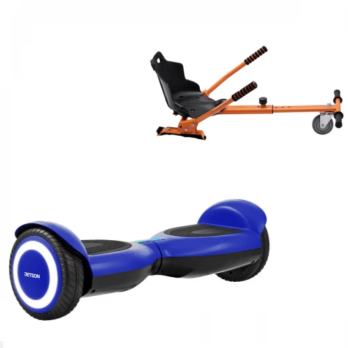 Pachet Hoverboard 6.5 inch cu Scaun Standard, Jetson Prism Blue, Autonomie Standard și Hoverkart Ergonomic Portocaliu, Smart Balance