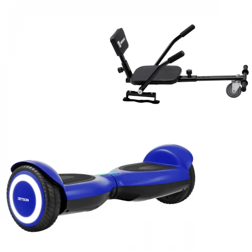 Pachet Hoverboard 6.5 inch cu Scaun Confort, Jetson Prism Blue, Autonomie Standard și Hoverkart cu Burete Negru, Smart Balance