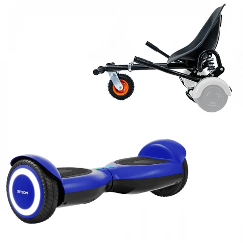 Pachet Hoverboard 6.5 inch cu Scaun cu Suspensii, Jetson Prism Blue, Autonomie Standard și Hoverkart Negru cu Suspensii Duble, Smart Balance