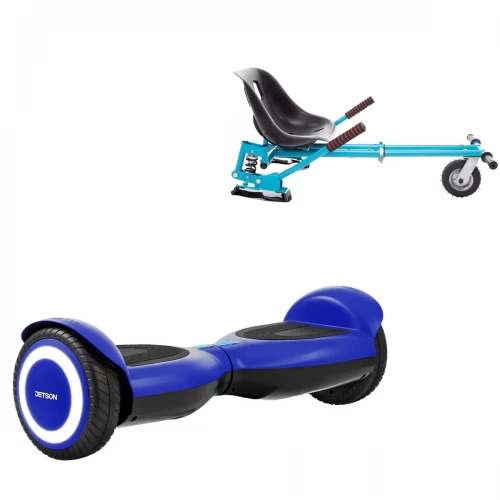Pachet Hoverboard 6.5 inch cu Scaun cu Suspensii, Jetson Prism Blue, Autonomie Standard și Hoverkart Albastru cu Suspensii Duble, Smart Balance