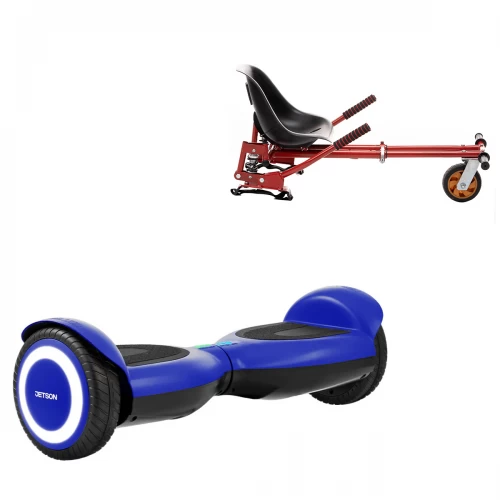 Pachet Hoverboard 6.5 inch cu Scaun cu Suspensii, Jetson Prism Blue, Autonomie Standard și Hoverkart Rosu cu Suspensii Duble, Smart Balance