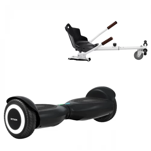 Pachet Hoverboard 6.5 inch cu Scaun Standard, Jetson Prism Black, Autonomie Standard și Hoverkart Ergonomic Alb, Smart Balance
