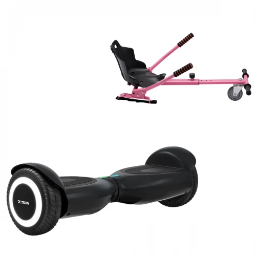 Pachet Hoverboard 6.5 inch cu Scaun Standard, Jetson Prism Black, Autonomie Standard și Hoverkart Ergonomic Roz, Smart Balance