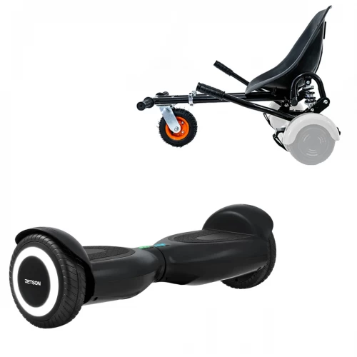 Pachet Hoverboard 6.5 inch cu Scaun cu Suspensii, Jetson Prism Black, Autonomie Standard și Hoverkart Negru cu Suspensii Duble, Smart Balance