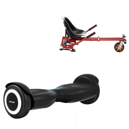 Pachet Hoverboard 6.5 inch cu Scaun cu Suspensii, Jetson Prism Black, Autonomie Standard și Hoverkart Rosu cu Suspensii Duble, Smart Balance